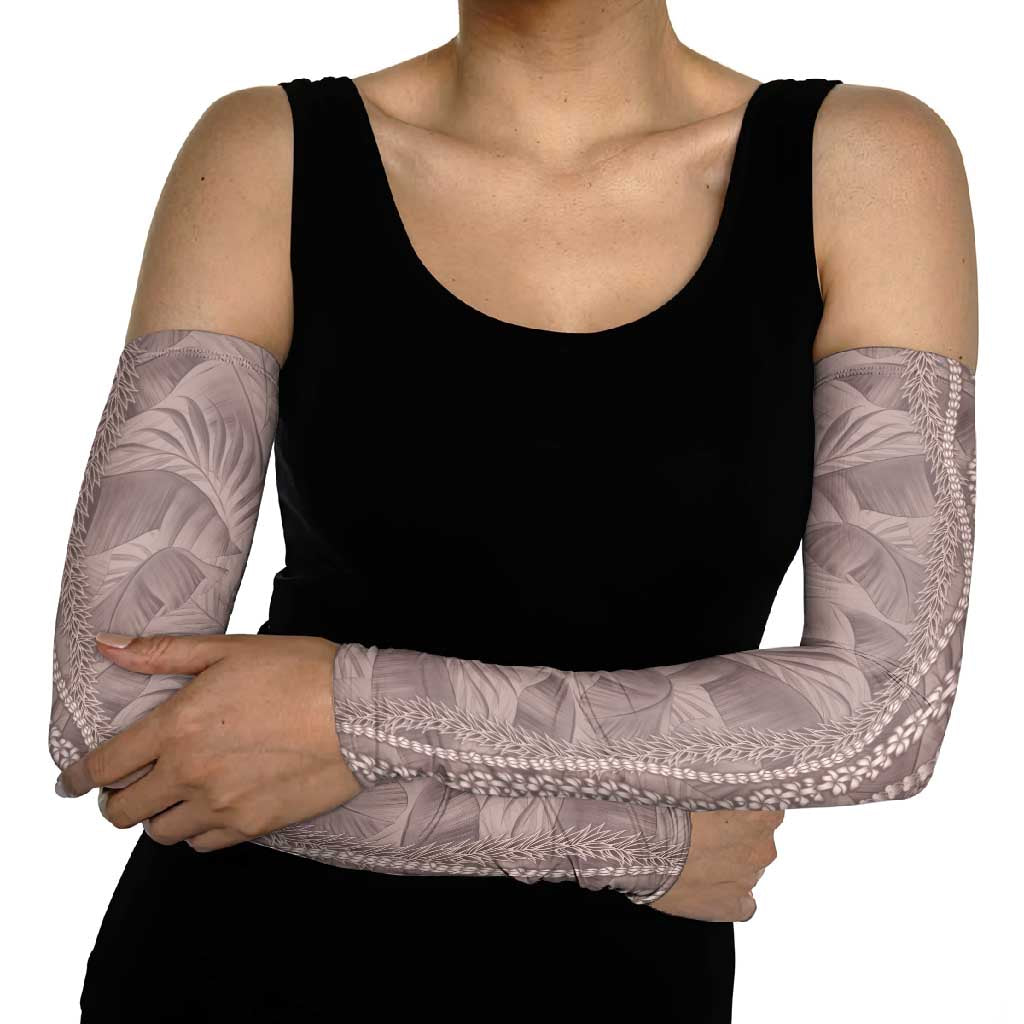 Hawaii Prince Kuhio Arm Sleeves Mocha Hawaiian Lau Maia With Leis