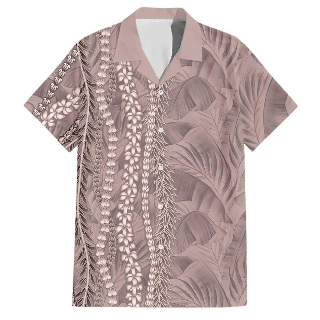 Hawaii Prince Kuhio Family Matching Long Sleeve Bodycon Dress and Hawaiian Shirt Mocha Hawaiian Lau Maia With Leis LT05 Dad's Shirt - Short Sleeve Mocha - Polynesian Pride