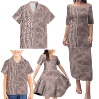 Hawaii Prince Kuhio Family Matching Puletasi and Hawaiian Shirt Mocha Hawaiian Lau Maia With Leis LT05 - Polynesian Pride