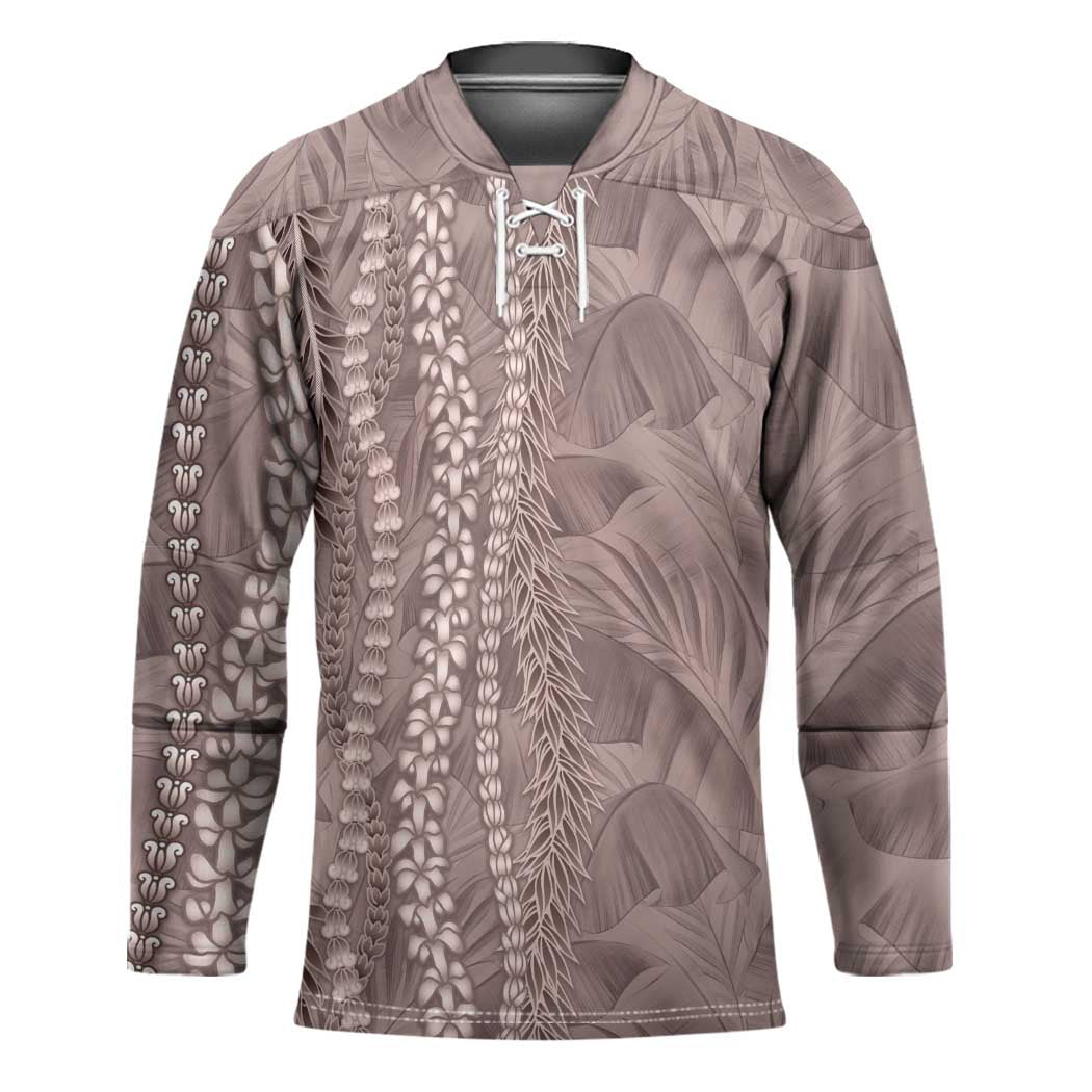 Hawaii Prince Kuhio Hockey Jersey Mocha Hawaiian Lau Maia With Leis