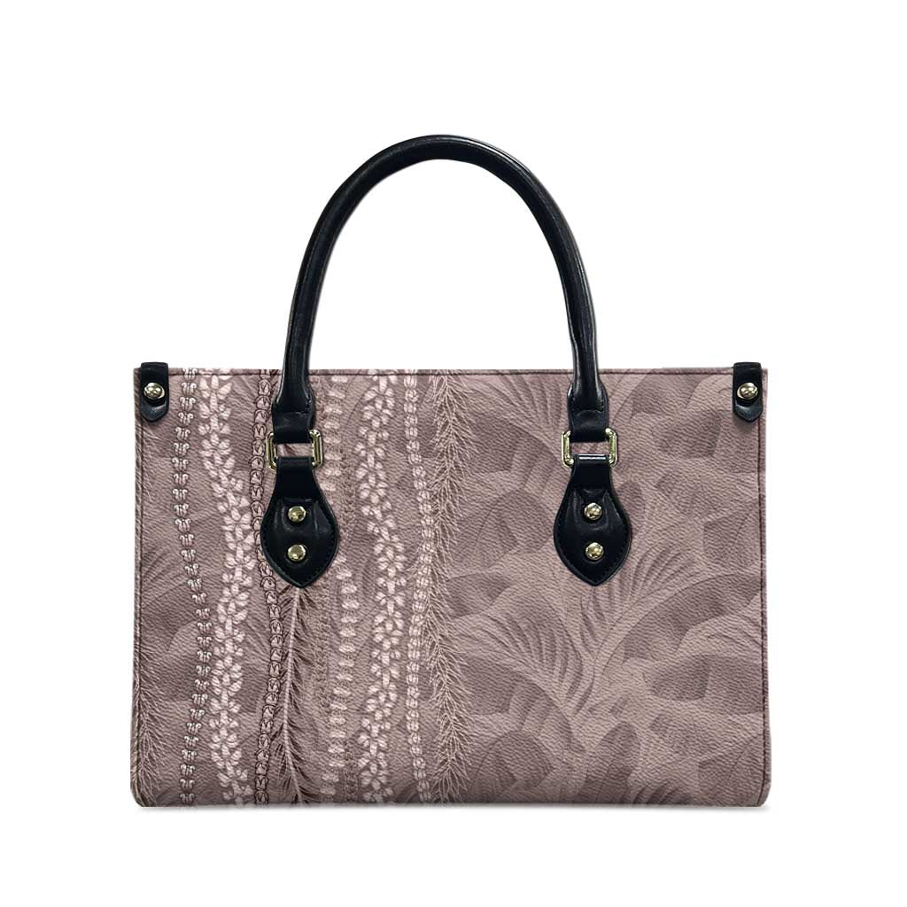 Hawaii Prince Kuhio Leather Bag Mocha Hawaiian Lau Maia With Leis