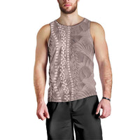 Hawaii Prince Kuhio Men Tank Top Mocha Hawaiian Lau Maia With Leis