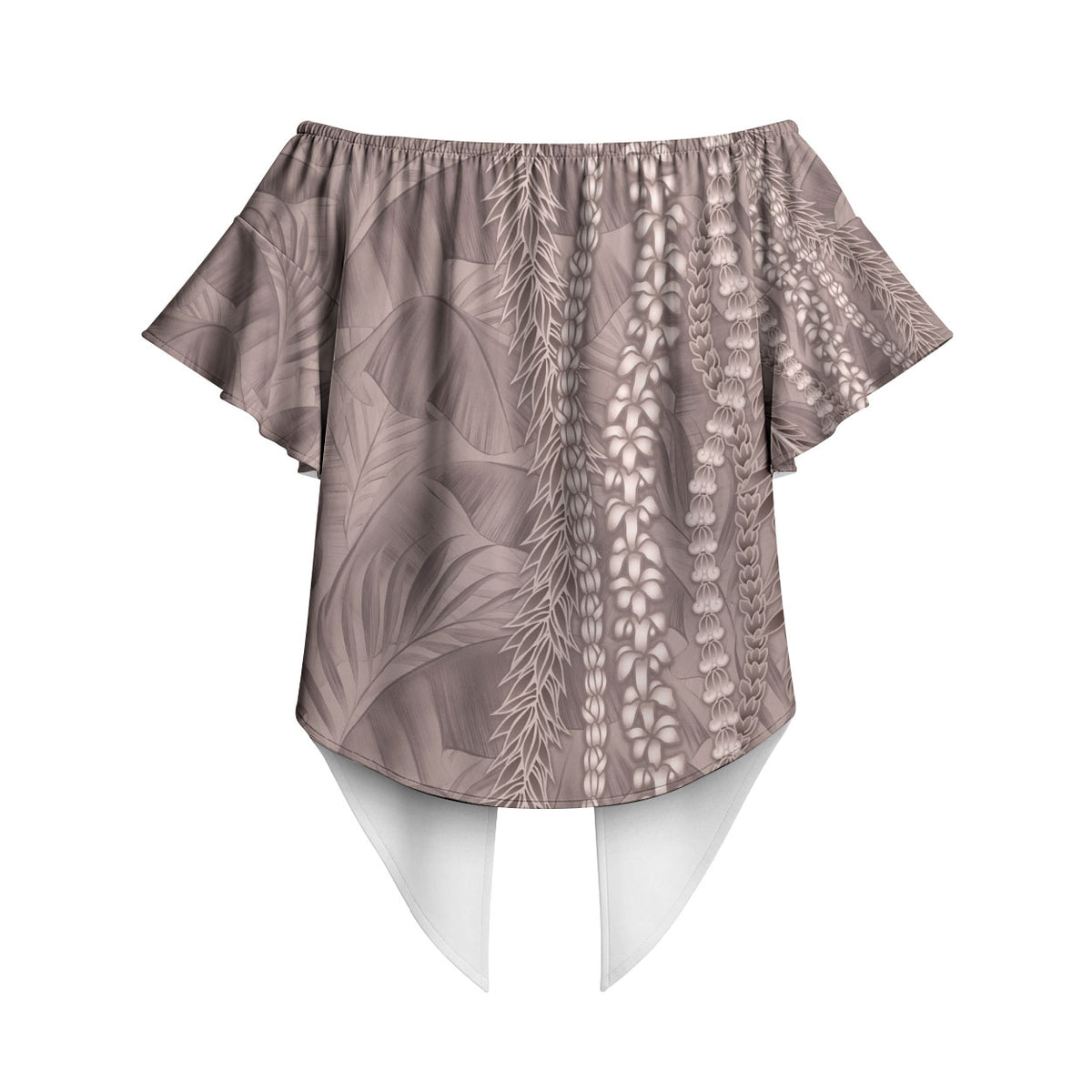 Hawaii Prince Kuhio Off Shoulder Wrap Waist Top Mocha Hawaiian Lau Maia With Leis LT05 - Polynesian Pride