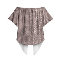 Hawaii Prince Kuhio Off Shoulder Wrap Waist Top Mocha Hawaiian Lau Maia With Leis LT05 - Polynesian Pride