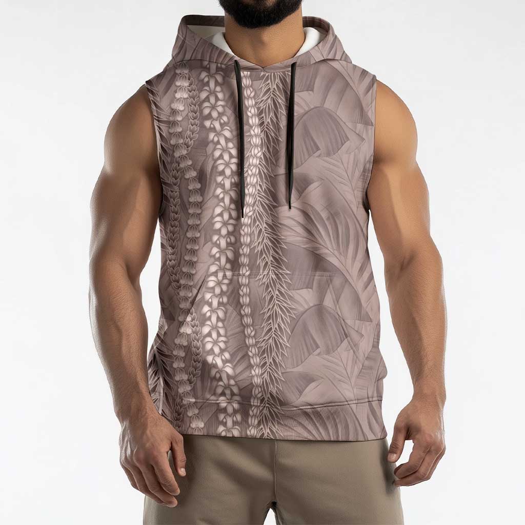 Hawaii Prince Kuhio Sleeveless Hoodie Mocha Hawaiian Lau Maia With Leis