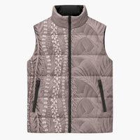 Hawaii Prince Kuhio Sleeveless Puffer Jacket Mocha Hawaiian Lau Maia With Leis