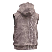Hawaii Prince Kuhio Sleeveless Zip Hoodie Mocha Hawaiian Lau Maia With Leis LT05 - Polynesian Pride