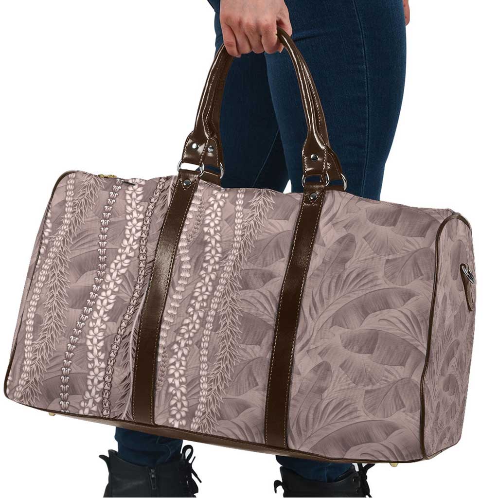 Hawaii Prince Kuhio Travel Bag Mocha Hawaiian Lau Maia With Leis