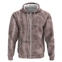 Hawaii Prince Kuhio Zip Hoodie Mocha Hawaiian Lau Maia With Leis