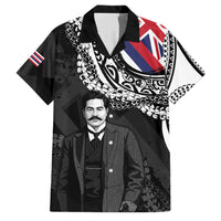 Personalised Hawaii Prince Kuhio Family Matching Long Sleeve Bodycon Dress and Hawaiian Shirt Hawaiian Maile Lei LT05 Dad's Shirt - Short Sleeve Black - Polynesian Pride