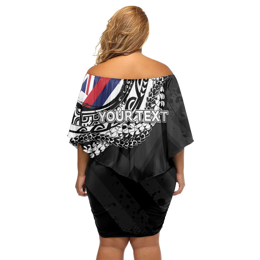 Personalised Hawaii Prince Kuhio Family Matching Off Shoulder Short Dress and Hawaiian Shirt Hawaiian Maile Lei LT05 - Polynesian Pride