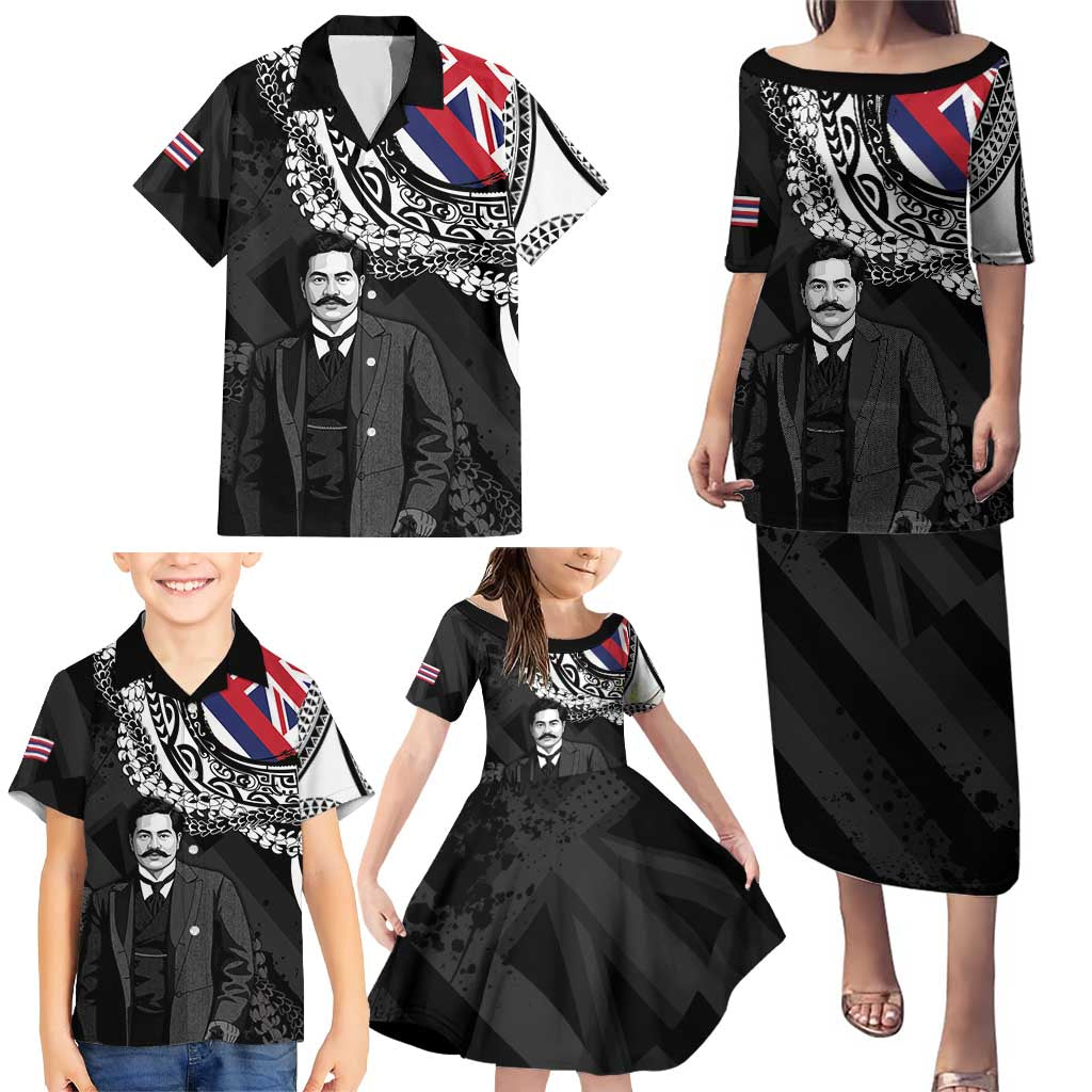 Personalised Hawaii Prince Kuhio Family Matching Puletasi and Hawaiian Shirt Hawaiian Maile Lei LT05 - Polynesian Pride