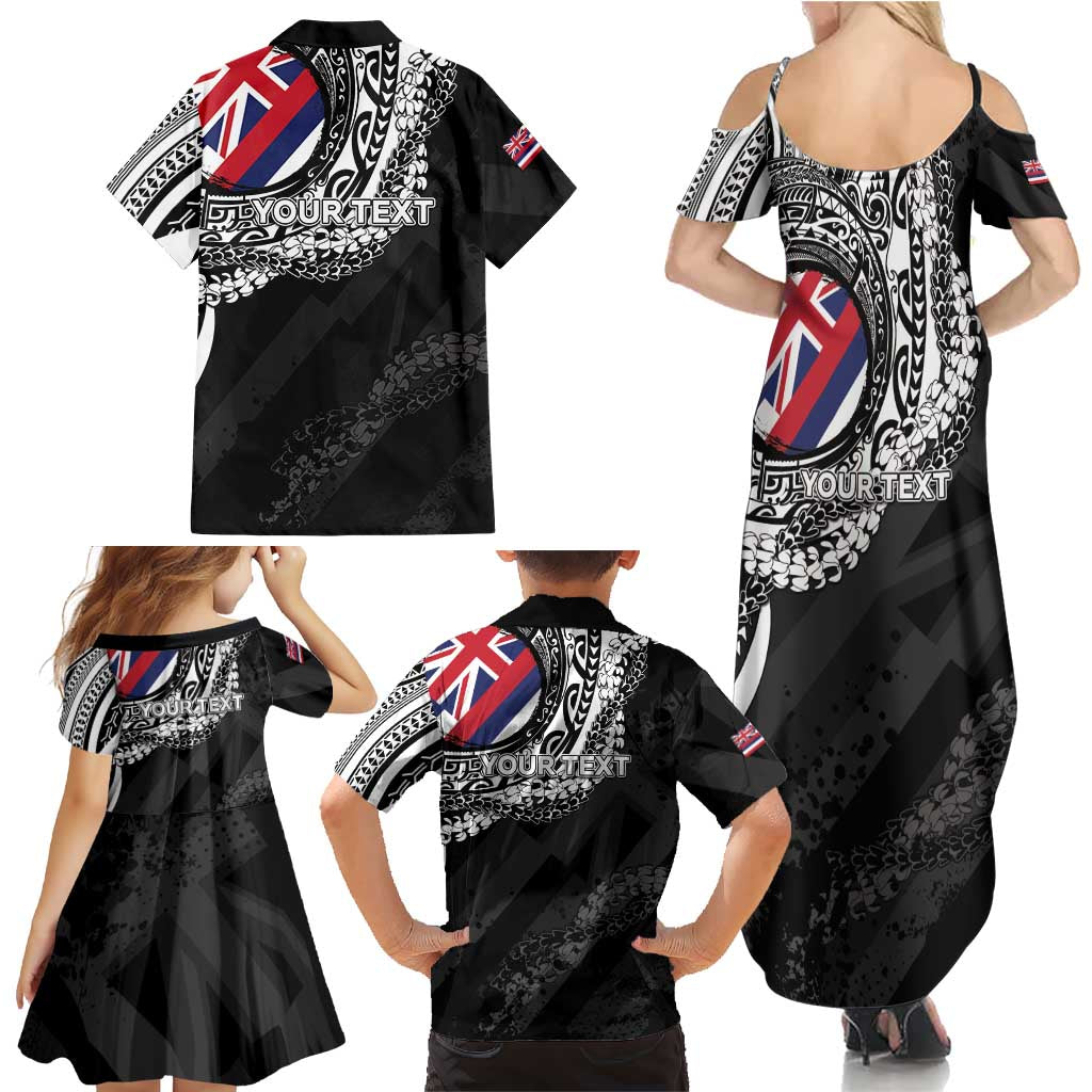 Personalised Hawaii Prince Kuhio Family Matching Summer Maxi Dress and Hawaiian Shirt Hawaiian Maile Lei LT05 - Polynesian Pride
