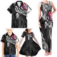 Personalised Hawaii Prince Kuhio Family Matching Tank Maxi Dress and Hawaiian Shirt Hawaiian Maile Lei LT05 - Polynesian Pride