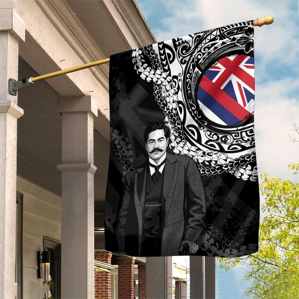 Hawaii Prince Kuhio Garden Flag Hawaiian Maile Lei LT05 House Flag Black - Polynesian Pride