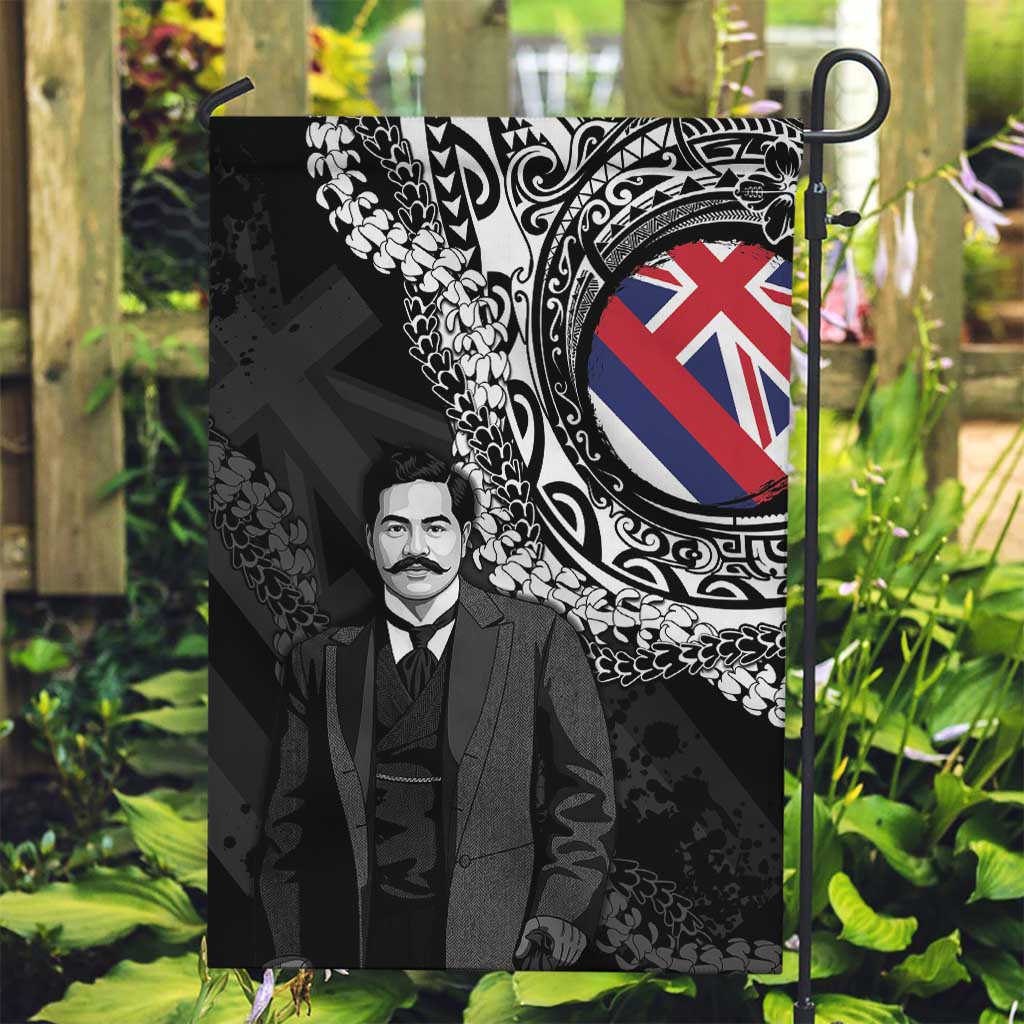 Hawaii Prince Kuhio Garden Flag Hawaiian Maile Lei LT05 Garden Flag Black - Polynesian Pride
