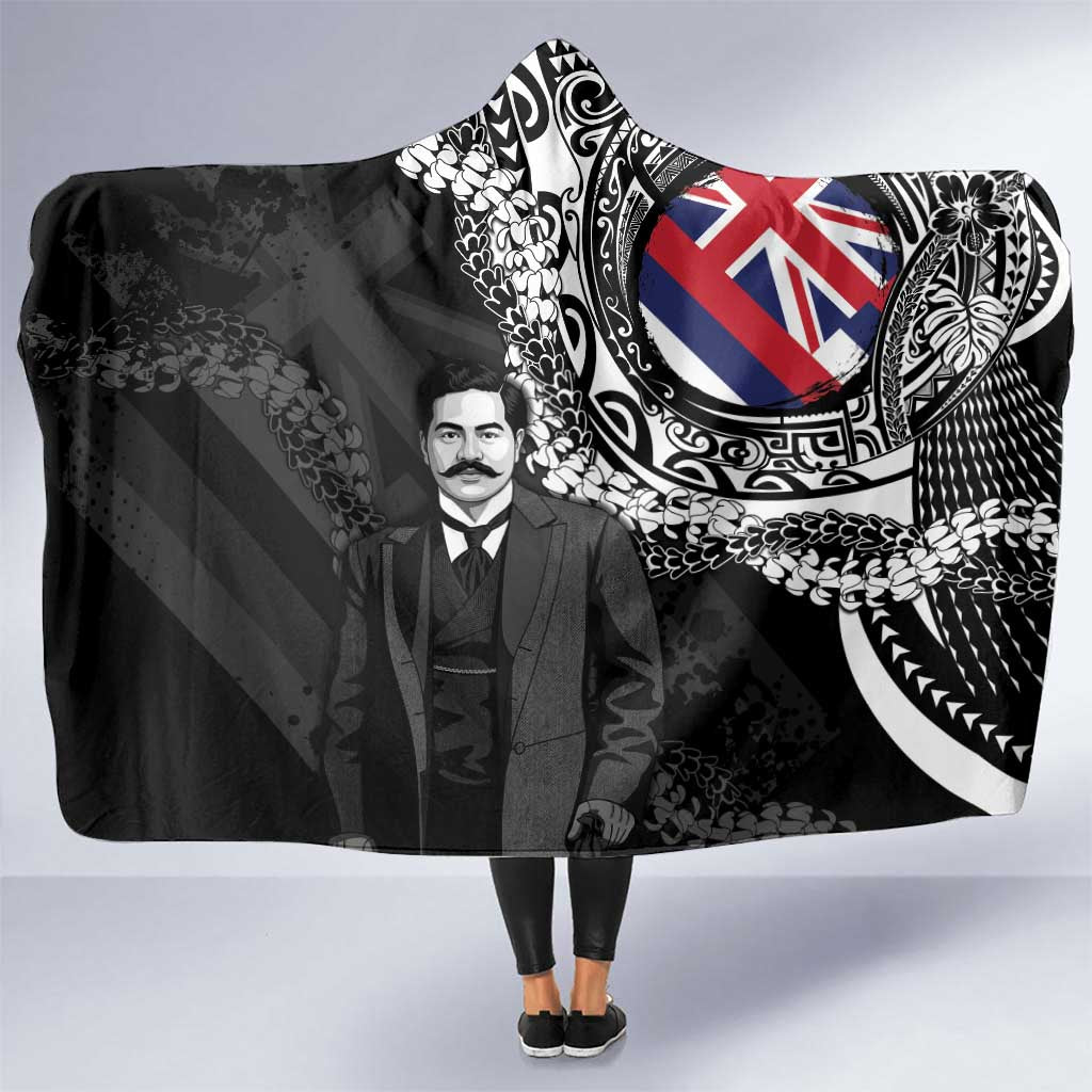 Hawaii Prince Kuhio Hooded Blanket Hawaiian Maile Lei LT05 One Size Black - Polynesian Pride