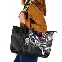 Hawaii Prince Kuhio Leather Tote Bag Hawaiian Maile Lei