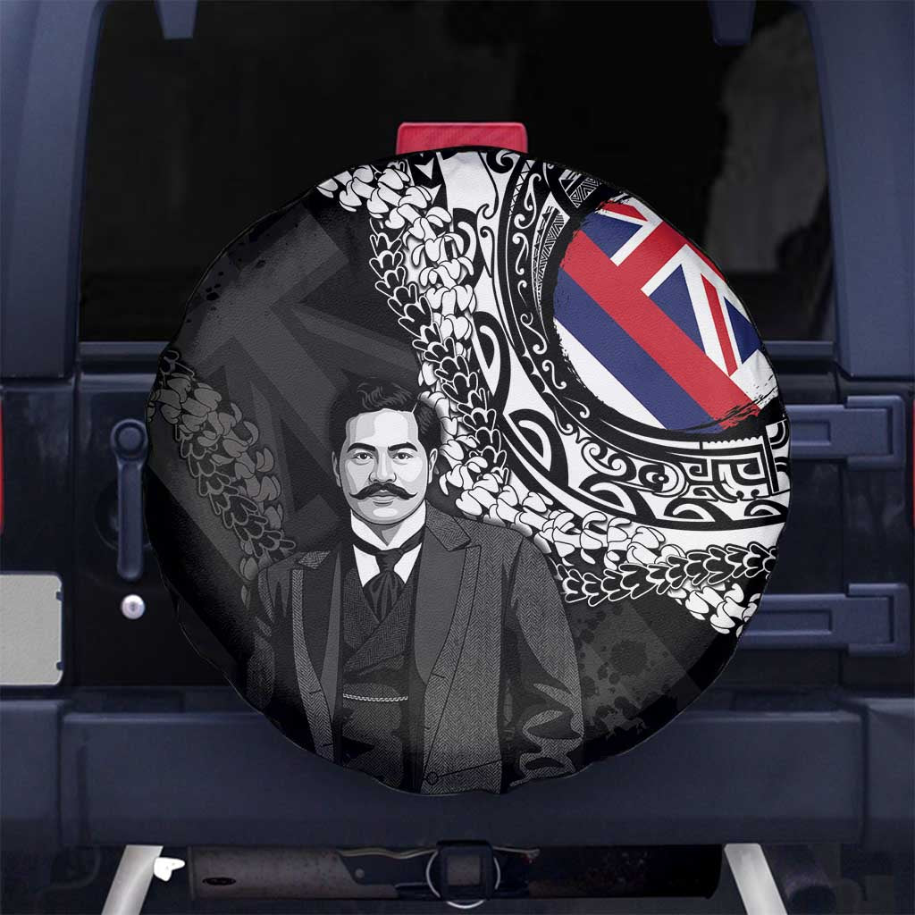 Hawaii Prince Kuhio Spare Tire Cover Hawaiian Maile Lei LT05 No hole Black - Polynesian Pride