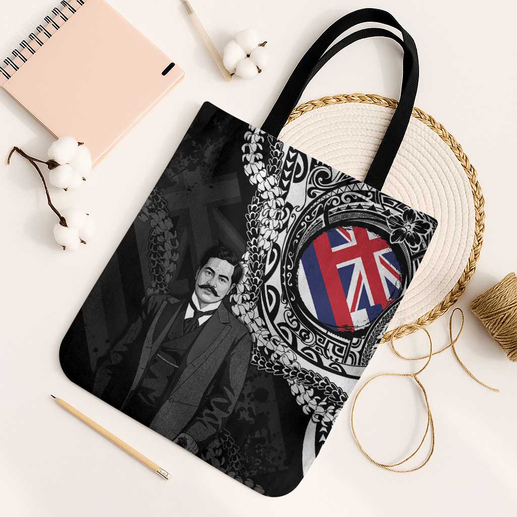 Hawaii Prince Kuhio Tote Bag Hawaiian Maile Lei LT05 Black Strap One Size Black - Polynesian Pride