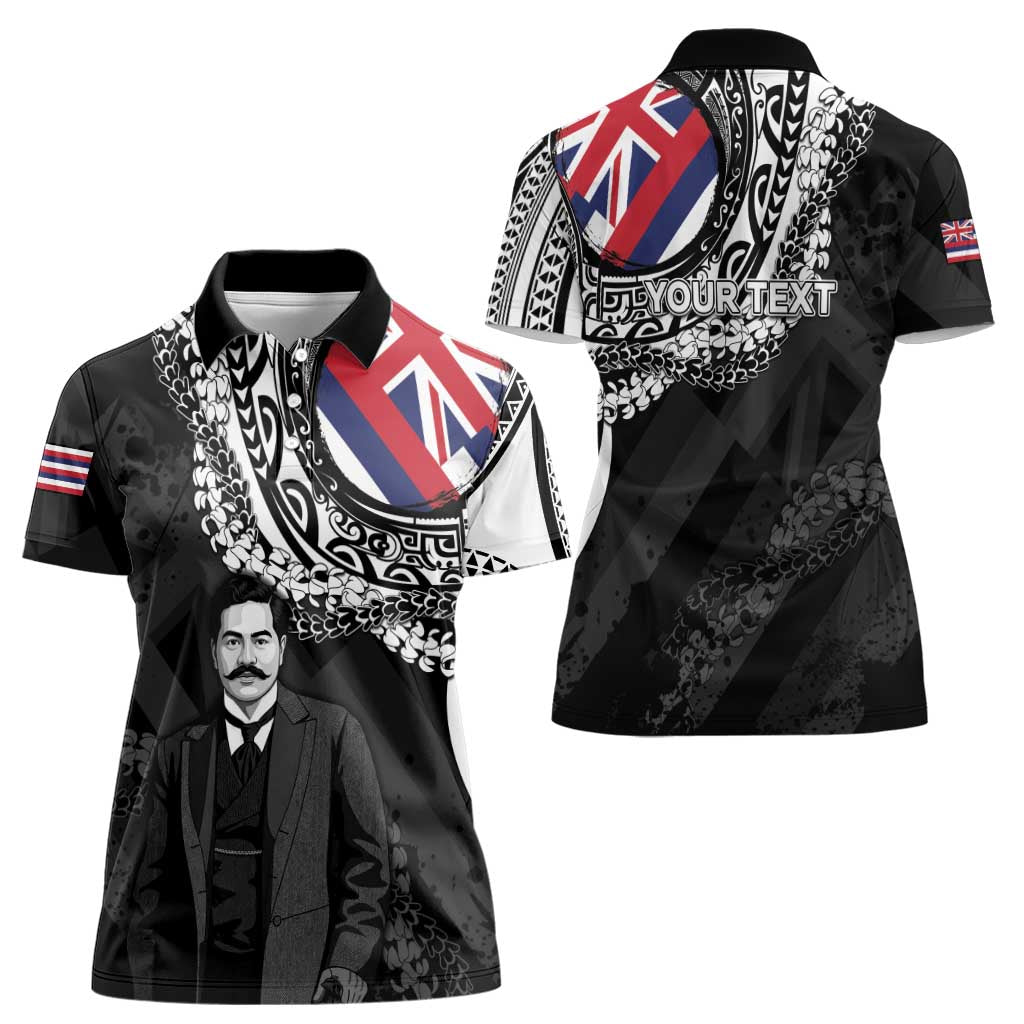 Personalised Hawaii Prince Kuhio Women Polo Shirt Hawaiian Maile Lei