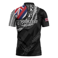 Personalised Hawaii Prince Kuhio Zipper Polo Shirt Hawaiian Maile Lei LT05 - Polynesian Pride