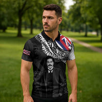 Personalised Hawaii Prince Kuhio Zipper Polo Shirt Hawaiian Maile Lei LT05 - Polynesian Pride
