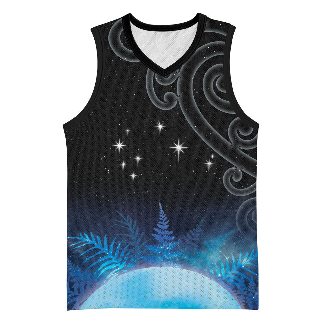 New Zealand Matariki Basketball Jersey Pleiades Star Cluster Blue Galaxy LT05 Unisex Blue - Polynesian Pride