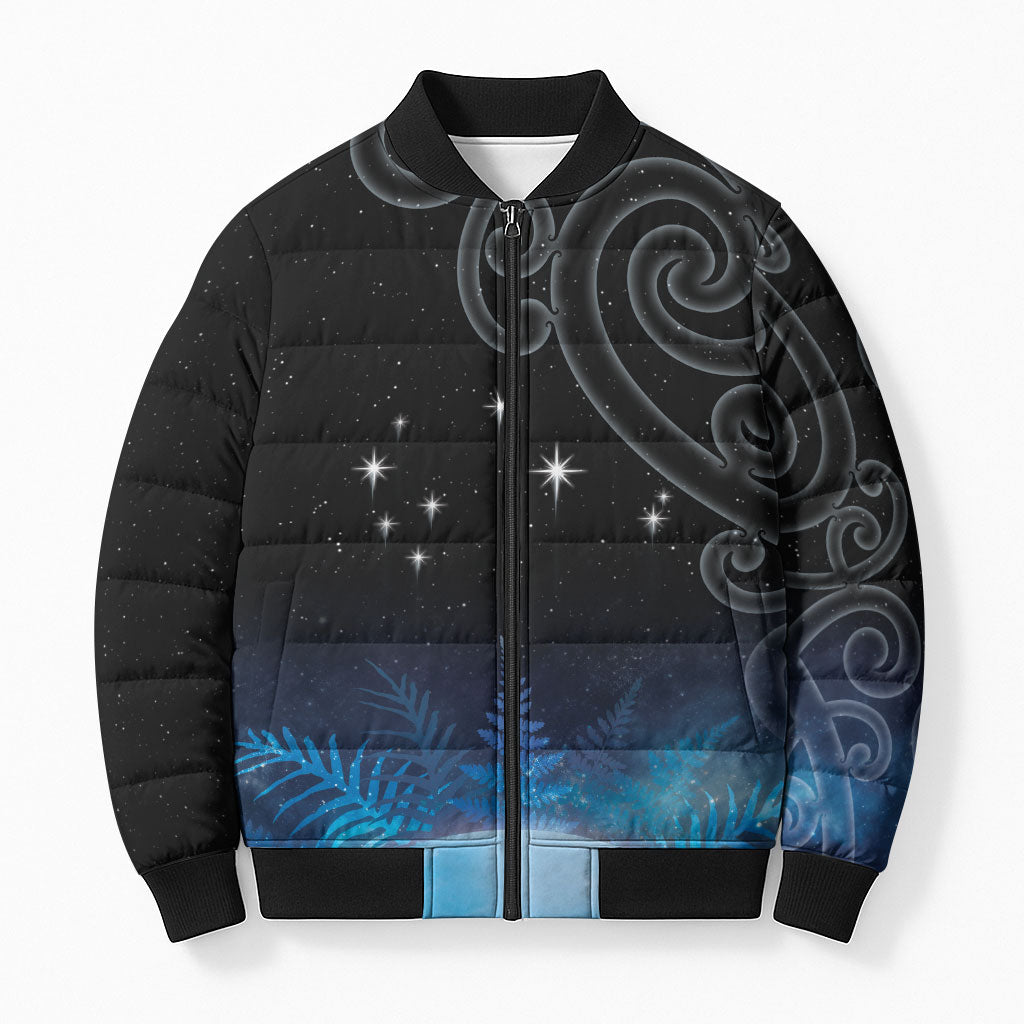 New Zealand Matariki Bomber Puffer Jacket Pleiades Star Cluster Blue Galaxy