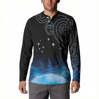 New Zealand Matariki Button Sweatshirt Pleiades Star Cluster Blue Galaxy