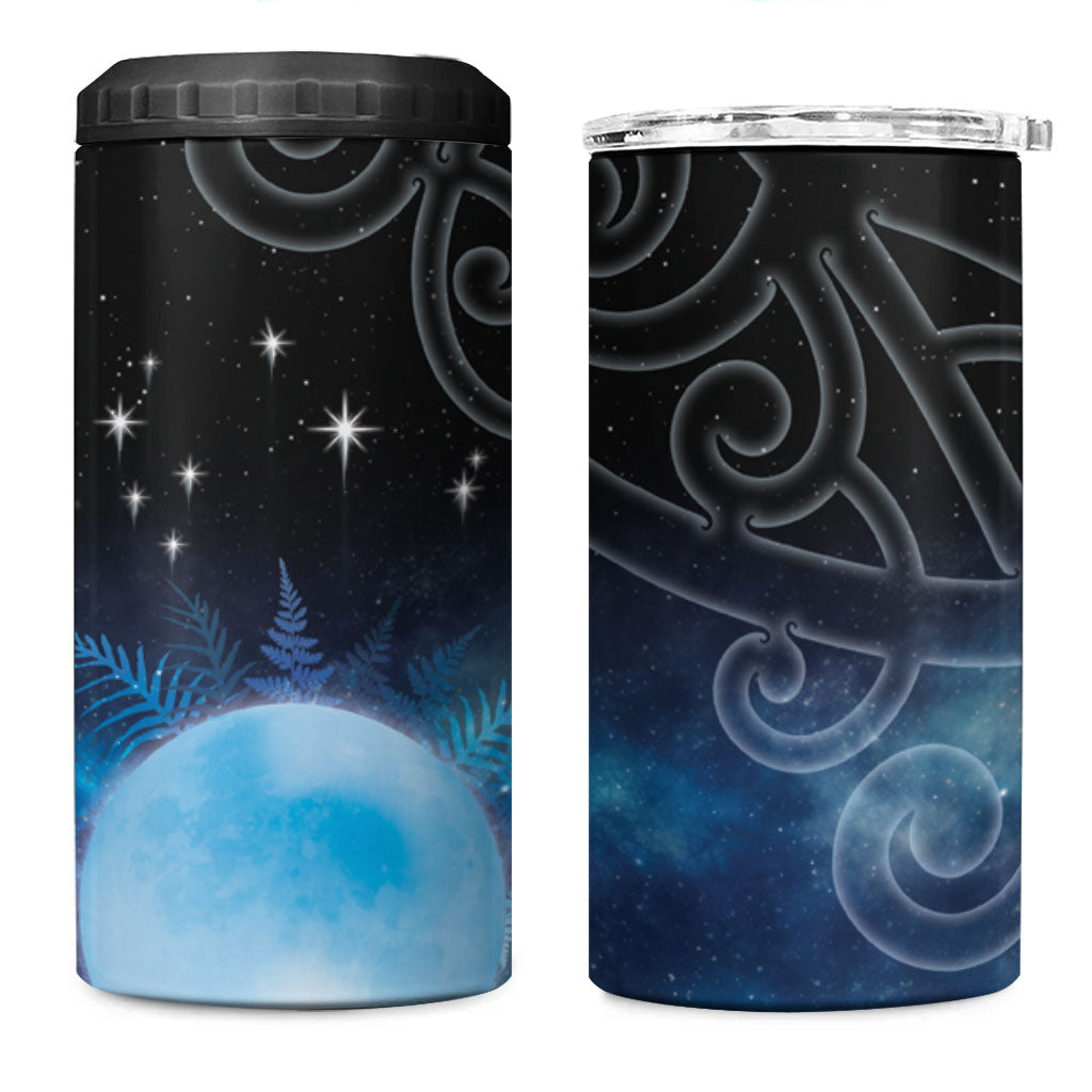New Zealand Matariki 4 in 1 Can Cooler Tumbler Pleiades Star Cluster Blue Galaxy LT05 One Size: 16 oz Blue - Polynesian Pride