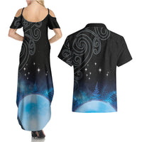 New Zealand Matariki Couples Matching Summer Maxi Dress and Hawaiian Shirt Pleiades Star Cluster Blue Galaxy LT05 - Polynesian Pride