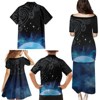 New Zealand Matariki Family Matching Puletasi and Hawaiian Shirt Pleiades Star Cluster Blue Galaxy LT05 - Polynesian Pride