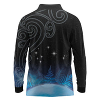 New Zealand Matariki Long Sleeve Polo Shirt Pleiades Star Cluster Blue Galaxy LT05 - Polynesian Pride