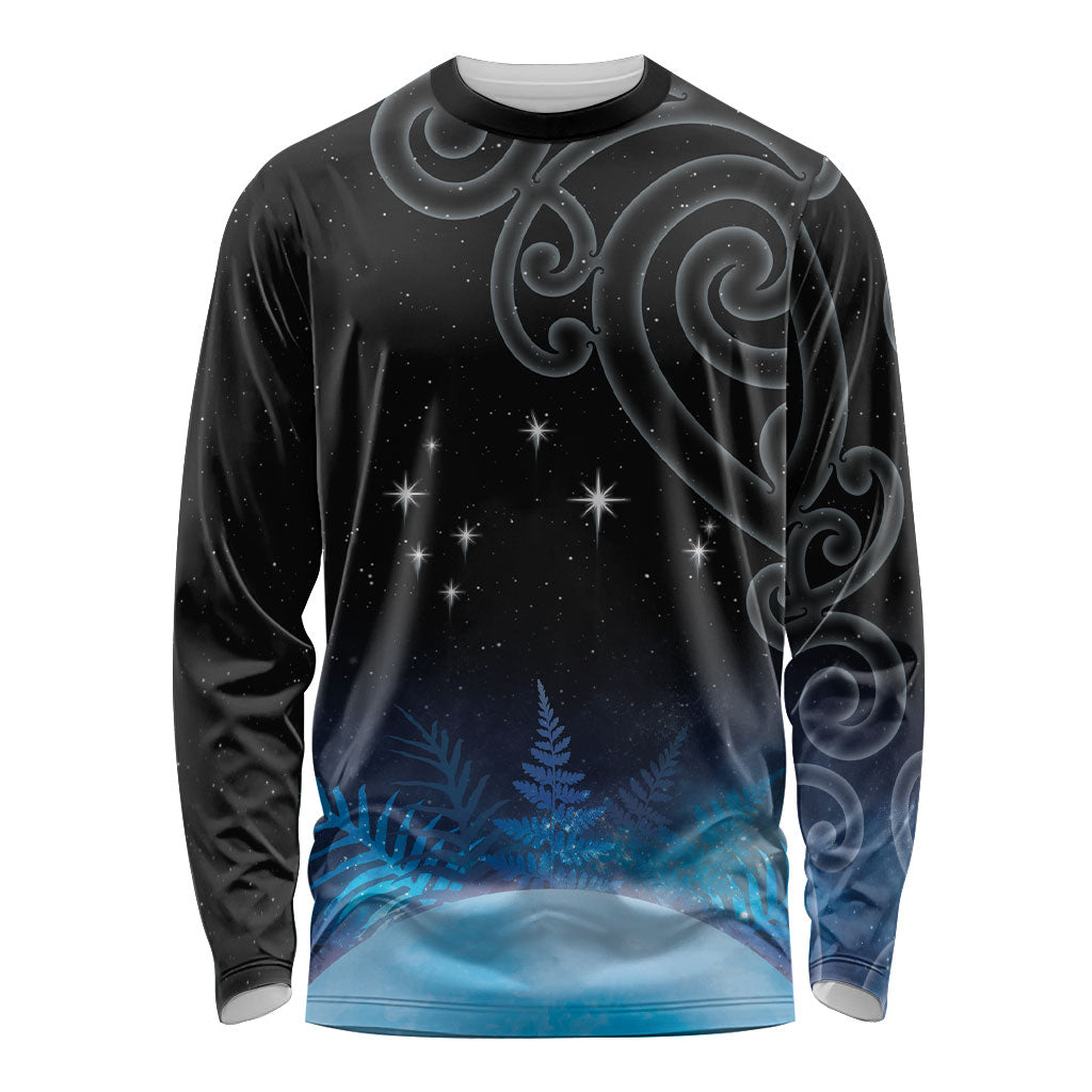 New Zealand Matariki Long Sleeve Shirt Pleiades Star Cluster Blue Galaxy