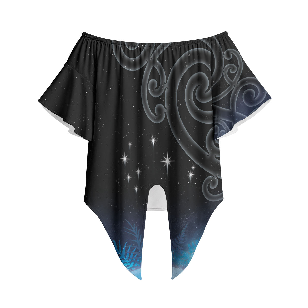 New Zealand Matariki Off Shoulder Wrap Waist Top Pleiades Star Cluster Blue Galaxy LT05 Blue - Polynesian Pride