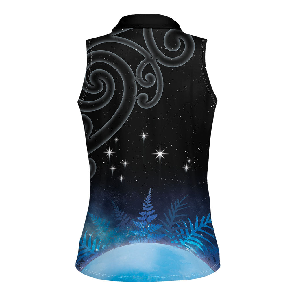 New Zealand Matariki Women Sleeveless Polo Shirt Pleiades Star Cluster Blue Galaxy LT05 - Polynesian Pride