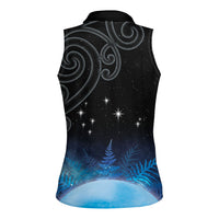 New Zealand Matariki Women Sleeveless Polo Shirt Pleiades Star Cluster Blue Galaxy LT05 - Polynesian Pride