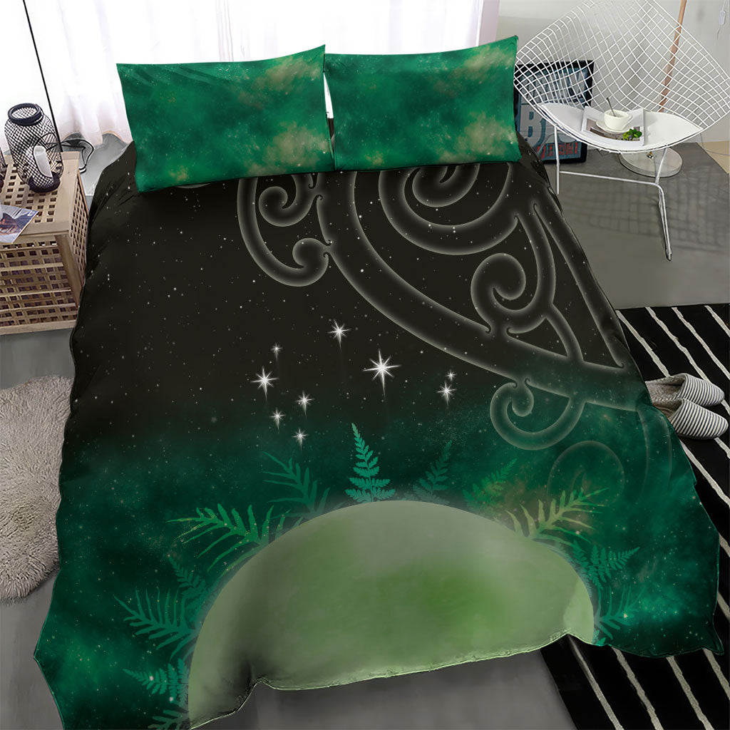 New Zealand Matariki Bedding Set Pleiades Star Cluster Green Galaxy