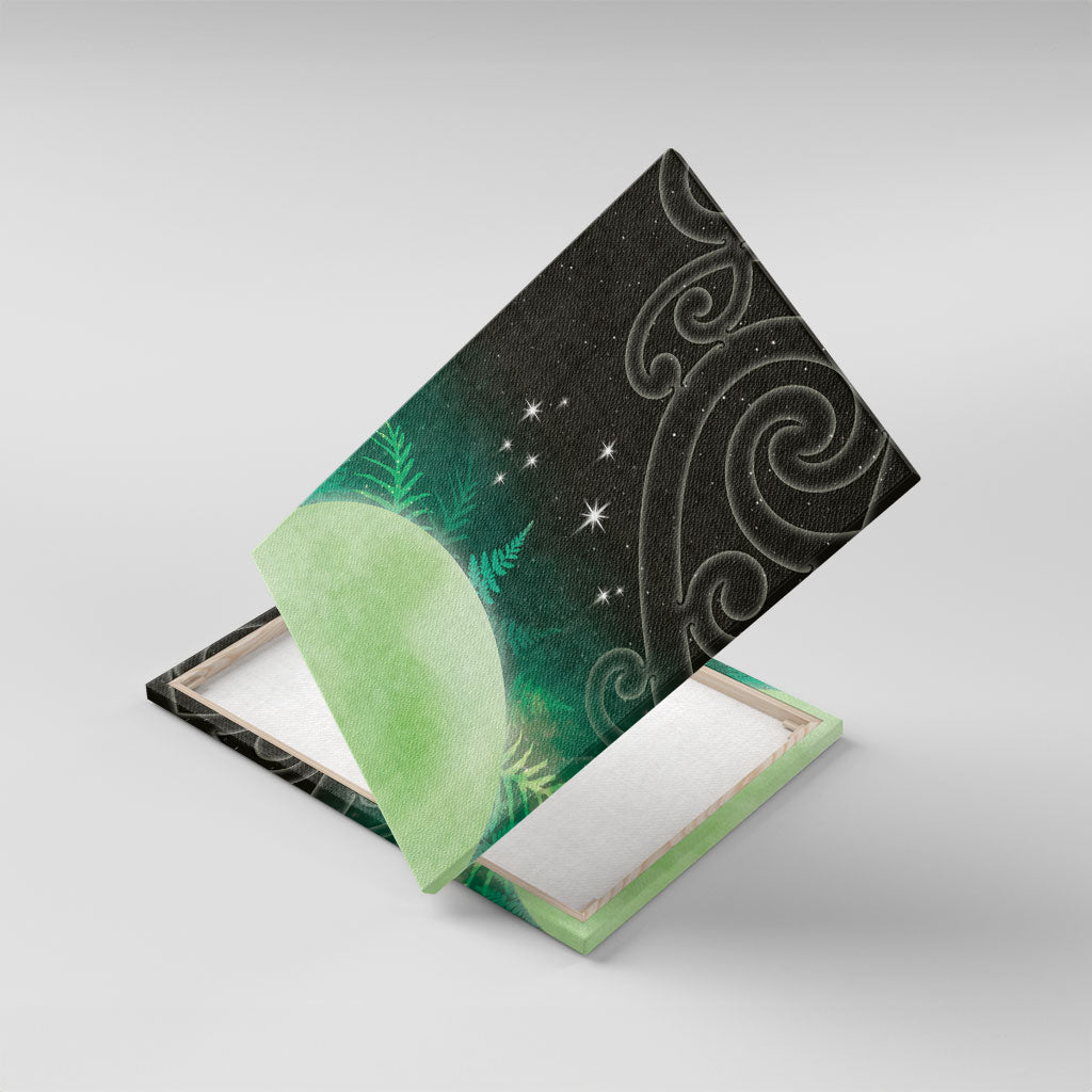 New Zealand Matariki Canvas Wall Art Pleiades Star Cluster Green Galaxy