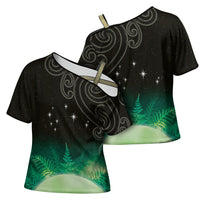 New Zealand Matariki Cross Shoulder Shirt Pleiades Star Cluster Green Galaxy