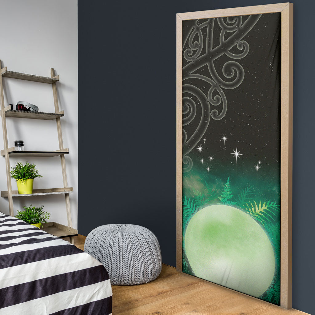 New Zealand Matariki Door Cover Pleiades Star Cluster Green Galaxy LT05 - Polynesian Pride