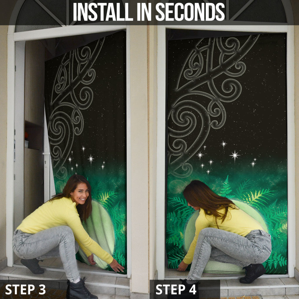 New Zealand Matariki Door Cover Pleiades Star Cluster Green Galaxy LT05 - Polynesian Pride