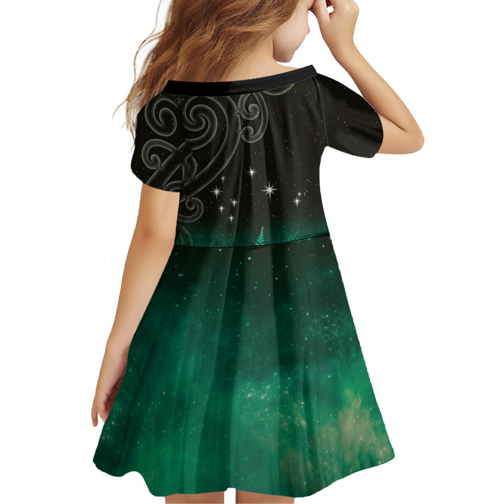 New Zealand Matariki Family Matching Tank Maxi Dress and Hawaiian Shirt Pleiades Star Cluster Green Galaxy LT05 - Polynesian Pride
