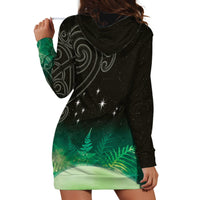 New Zealand Matariki Hoodie Dress Pleiades Star Cluster Green Galaxy LT05 - Polynesian Pride