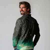 New Zealand Matariki Long Sleeve Polo Shirt Pleiades Star Cluster Green Galaxy LT05 - Polynesian Pride