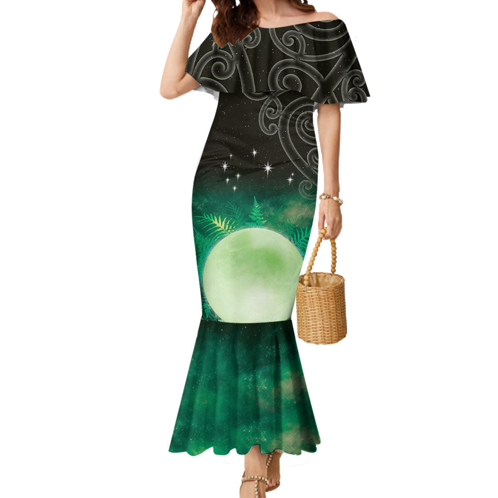 New Zealand Matariki Mermaid Dress Pleiades Star Cluster Green Galaxy LT05 Women Green - Polynesian Pride