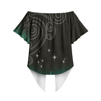 New Zealand Matariki Off Shoulder Wrap Waist Top Pleiades Star Cluster Green Galaxy LT05 - Polynesian Pride