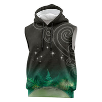 New Zealand Matariki Sleeveless Hoodie Pleiades Star Cluster Green Galaxy LT05 Green - Polynesian Pride