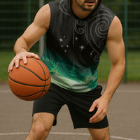 New Zealand Matariki Sleeveless Hoodie Pleiades Star Cluster Green Galaxy LT05 - Polynesian Pride